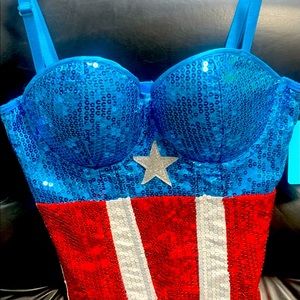 Captain America real Marvel trade marked garment.